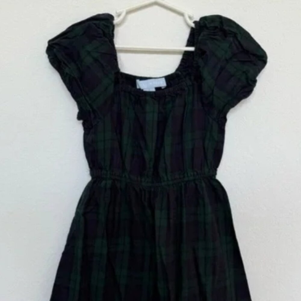 Hill House Home Plaid Print Girls Dress 7/8 Green and Blue